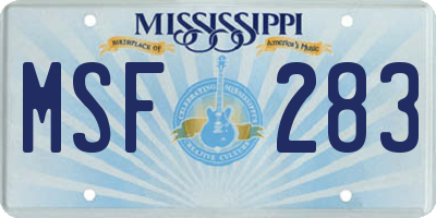 MS license plate MSF283