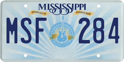 MS license plate MSF284