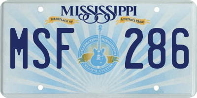 MS license plate MSF286