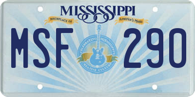 MS license plate MSF290