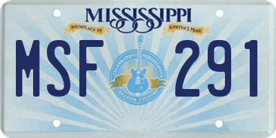 MS license plate MSF291