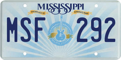 MS license plate MSF292