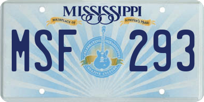 MS license plate MSF293