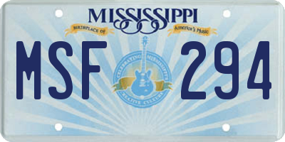 MS license plate MSF294