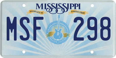 MS license plate MSF298