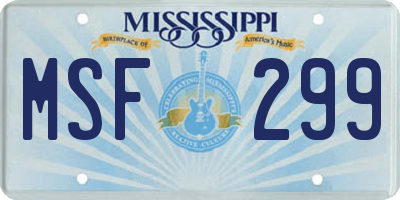MS license plate MSF299