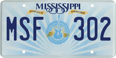 MS license plate MSF302