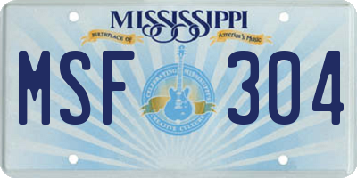MS license plate MSF304