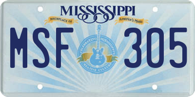 MS license plate MSF305
