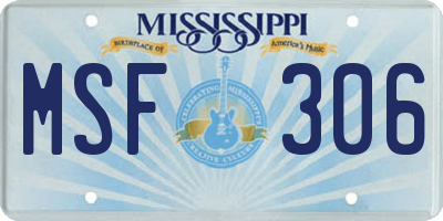 MS license plate MSF306
