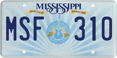 MS license plate MSF310
