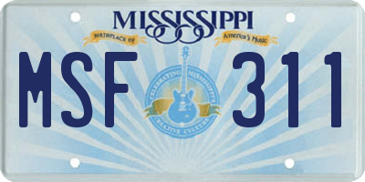 MS license plate MSF311