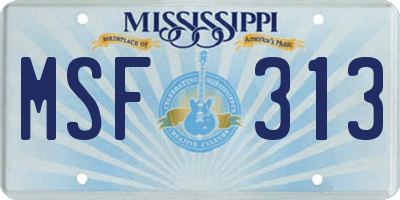 MS license plate MSF313