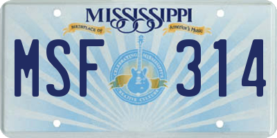 MS license plate MSF314