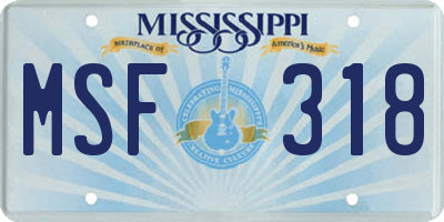 MS license plate MSF318