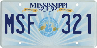 MS license plate MSF321