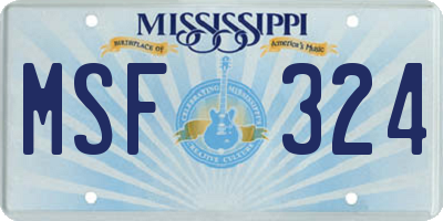 MS license plate MSF324
