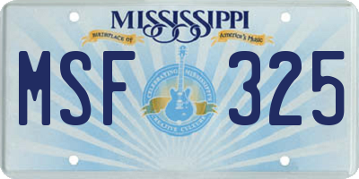 MS license plate MSF325