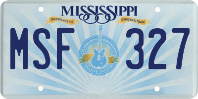 MS license plate MSF327