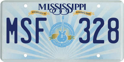 MS license plate MSF328