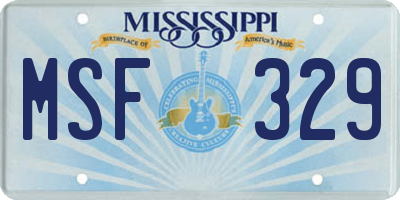 MS license plate MSF329