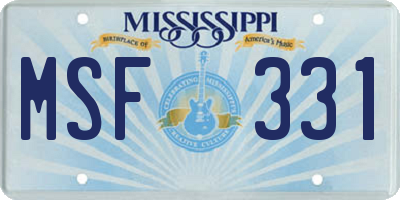 MS license plate MSF331