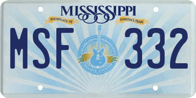 MS license plate MSF332