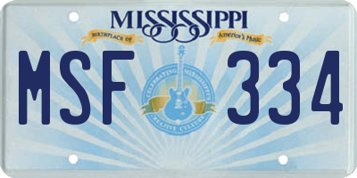 MS license plate MSF334