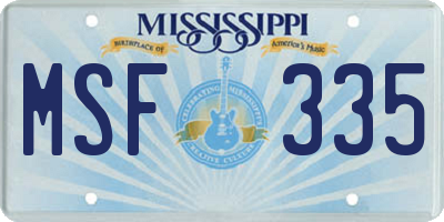MS license plate MSF335