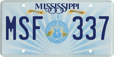 MS license plate MSF337