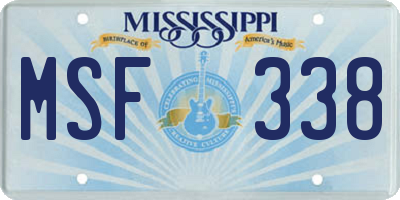 MS license plate MSF338