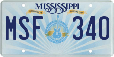 MS license plate MSF340