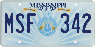 MS license plate MSF342