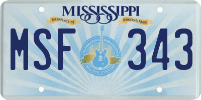 MS license plate MSF343