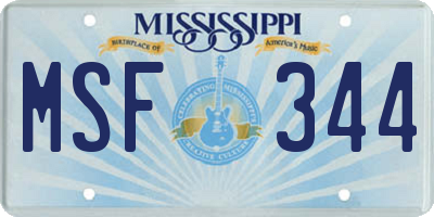 MS license plate MSF344