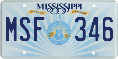 MS license plate MSF346