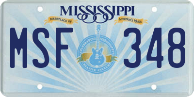 MS license plate MSF348