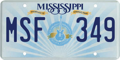 MS license plate MSF349