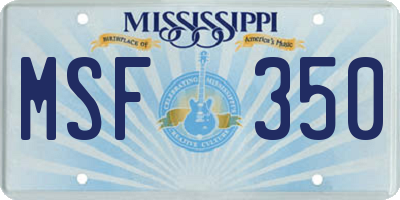 MS license plate MSF350