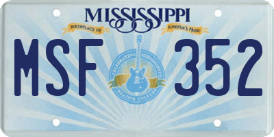 MS license plate MSF352