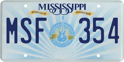 MS license plate MSF354
