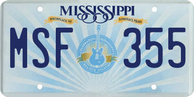 MS license plate MSF355