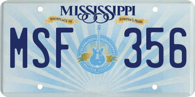 MS license plate MSF356