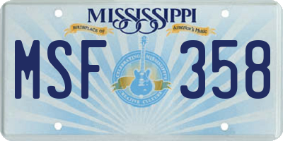 MS license plate MSF358