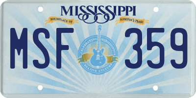 MS license plate MSF359