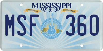 MS license plate MSF360