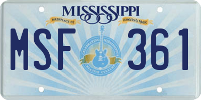 MS license plate MSF361