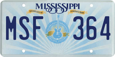 MS license plate MSF364