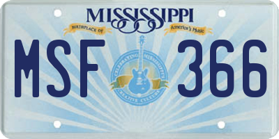 MS license plate MSF366