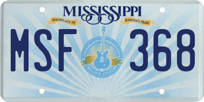 MS license plate MSF368
